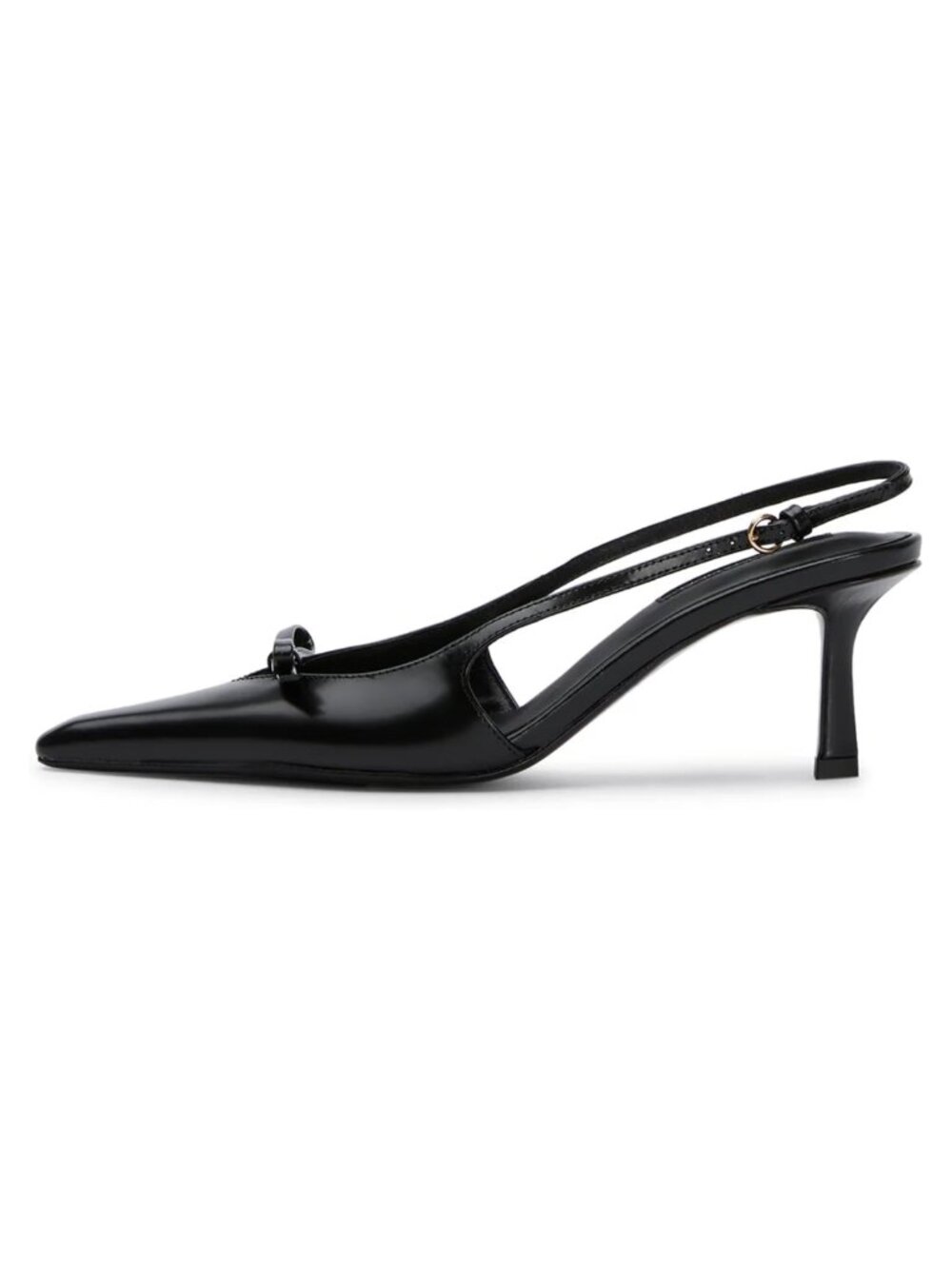 Slingback Kitten Heels Pointed Toe Bow Faux Leather Pumps